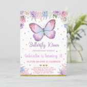 Butterfly kisses birthday wishes girl invite. invitation (Standing Front)