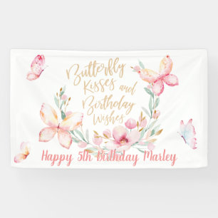 Butterfly Kisses & Birthday Wishes, Happy Birthday Banner