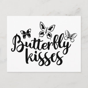 Butterfly Kisses Butterflies Black White Wedding Postcard