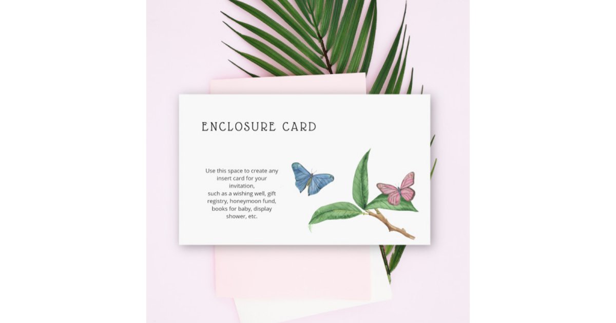 Butterfly Kisses Custom Text Enclosure Card | Zazzle