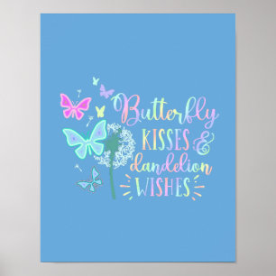 Butterfly Kisses Dandelion Wishes Cute Customized Poster