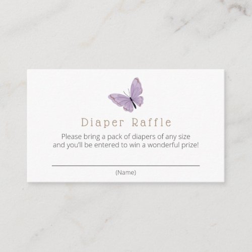 Butterfly Kisses Diaper Raffle Enclosure Card