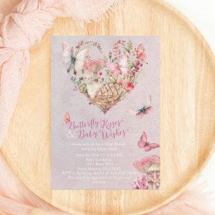 Butterfly Kisses Enchanted Forest Baby Shower Invitation