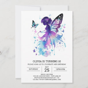 Butterfly Kisses Fairy Birthday Invitation