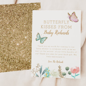 Butterfly Kisses Floral Baby Shower Thank You Card