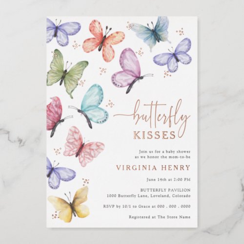 Butterfly Kisses Foil Invitation