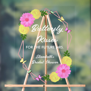 Butterfly Kisses For The Future Mrs. Bridal Shower Acrylic Sign