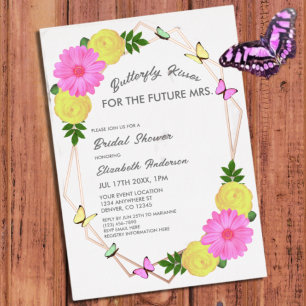 Butterfly Kisses For The Future Mrs. Bridal Shower Foil Invitation