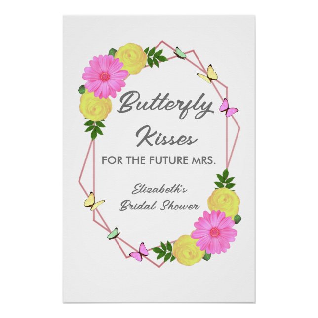 Butterfly Kisses For The Future Mrs. Bridal Shower Poster (Front)