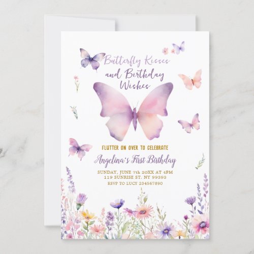 Butterfly Kisses Garden Birthday Invitation