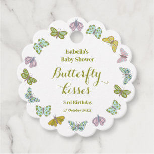 Butterfly kisses Girl Baby Shower Gift Favor Tags