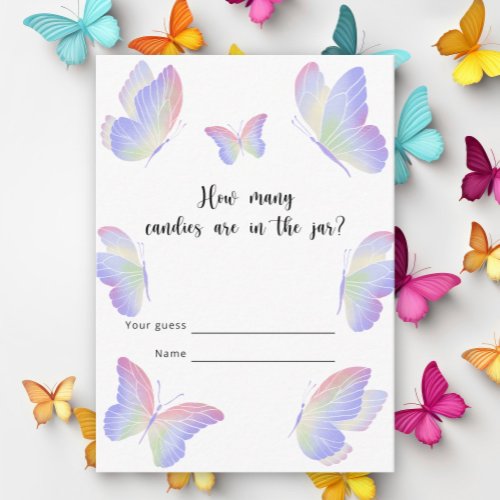 Butterfly Kisses How many candies Enclosure Card