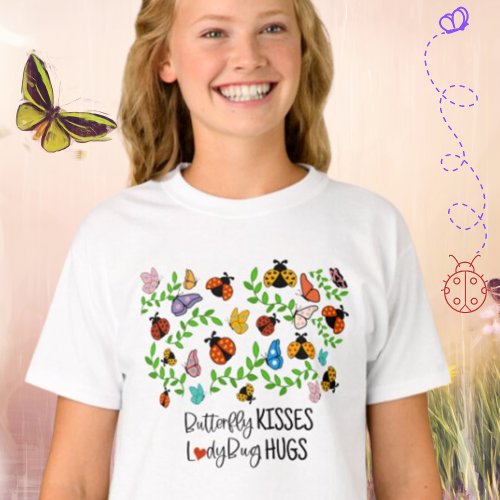 Butterfly Kisses Ladybug Hugs Kids T_Shirt