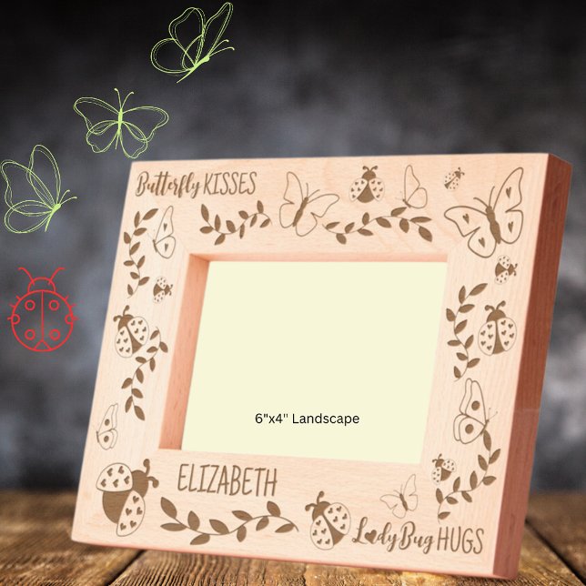 Butterfly Kisses, Ladybug Hugs Personalized 6x4 Engraved Frames (Creator Uploaded)