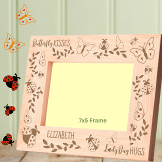 Butterfly Kisses, Ladybug Hugs Personalized 7x5 Engraved Frames