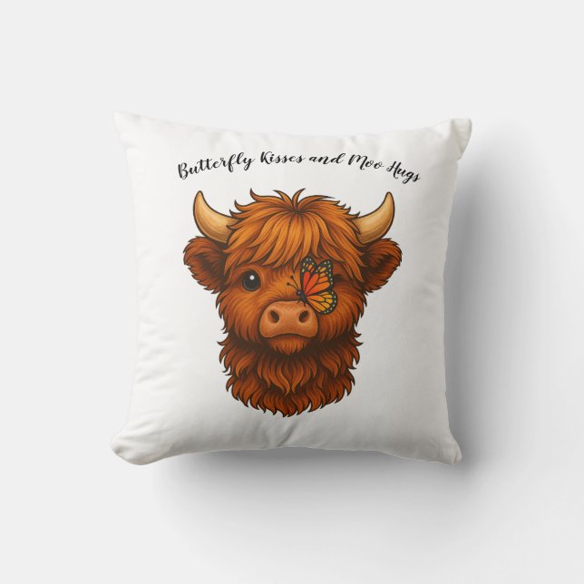 Butterfly Kisses & Moo Hugs – Throw Pillow (Front)