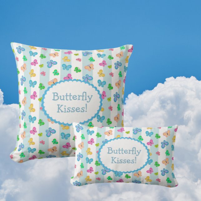 Butterfly Kisses Personalized  Throw Pillow (Personalize with your own message!)