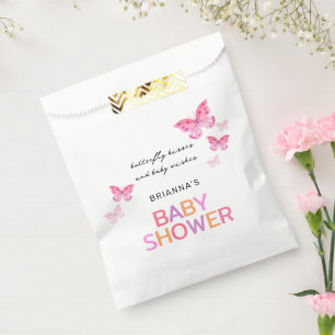 Butterfly Kisses Pink Baby Shower Favor Bag
