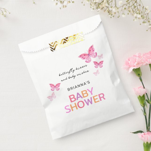 Butterfly Kisses Pink Baby Shower Favor Bag (Sealed)