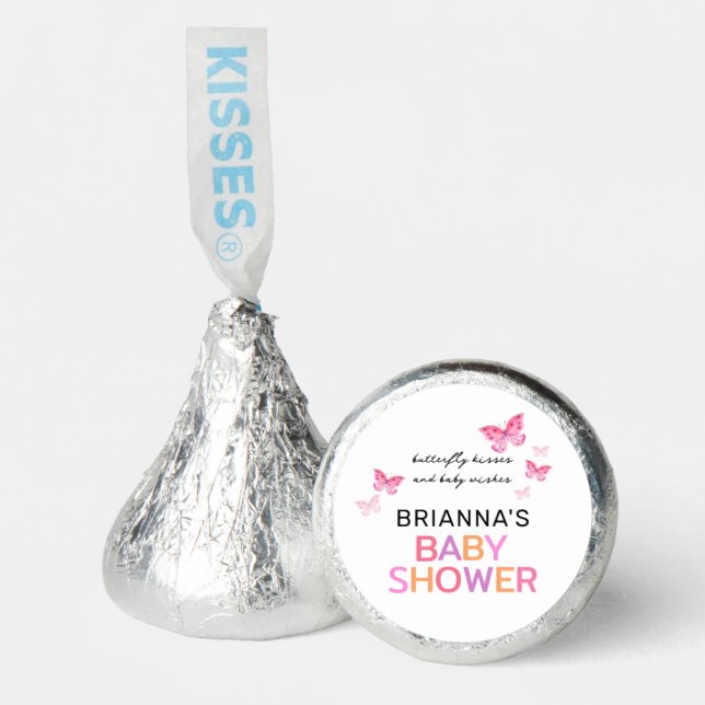 Butterfly Kisses Pink Baby Shower Hershey®'s Kisses® (Front)