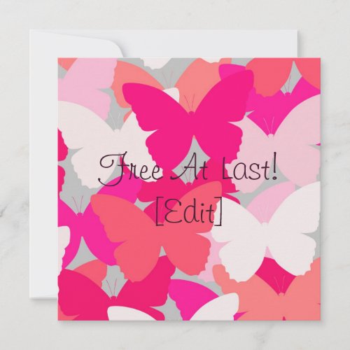 Butterfly Kisses - Pink Greeting Card / Invitation