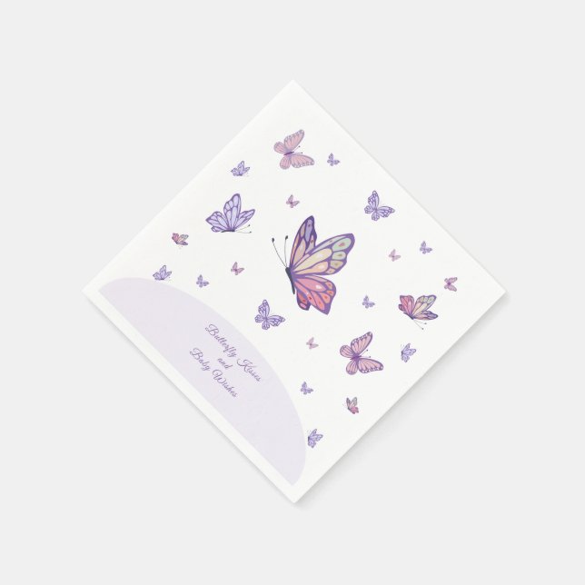 Butterfly Kisses Purple Baby Shower  Napkins (Corner)