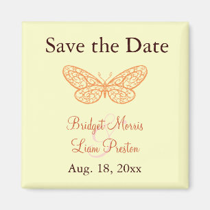 Butterfly Kisses Save the Date Magnet yellow