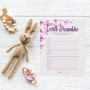 Butterfly Kisses Shower Word Scramble Game   Pink