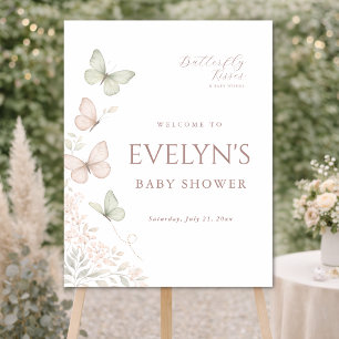 Butterfly Kisses Simple Baby Shower Welcome Foam Board