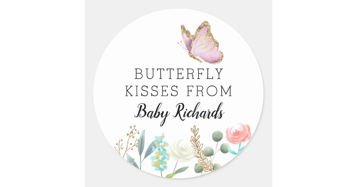 Floral Baby in Bloom Stickers, Baby Shower Favor Classic Round Sticker, Zazzle