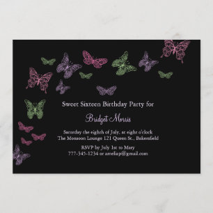 Butterfly Kisses Sweet Sixteen Invitation