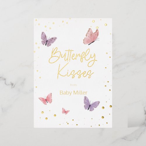 Butterfly Kisses Thank You  Foil Invitation