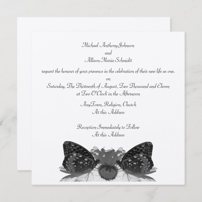 Butterfly Kisses/ Wedding Invitation (Front/Back)