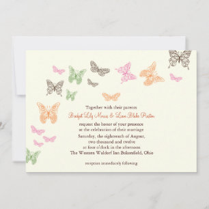 Butterfly Kisses Wedding Invitation ivory