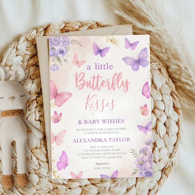 Butterfly Kisses Wishes elegant classy stylish  Invitation (Creator Uploaded)