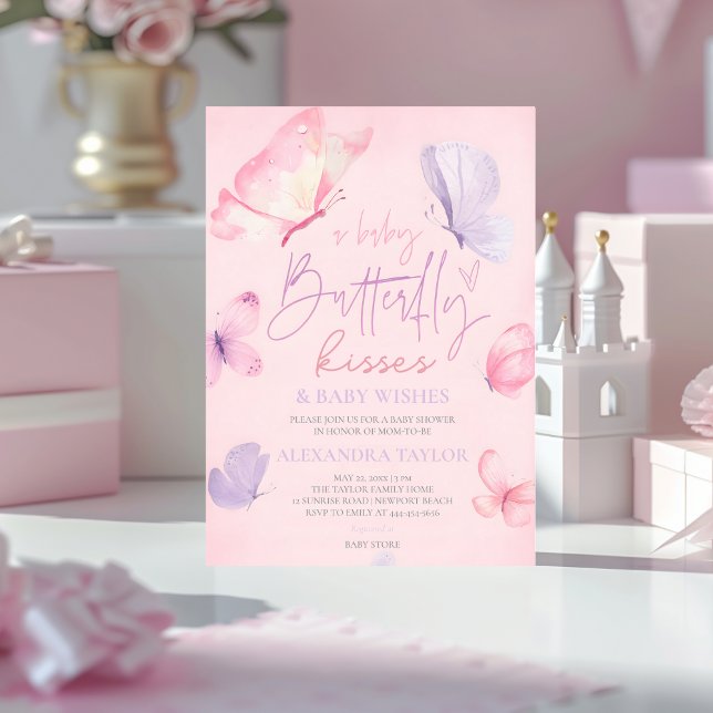 Butterfly Kisses Wishes elegant classy stylish  Invitation (Creator Uploaded)