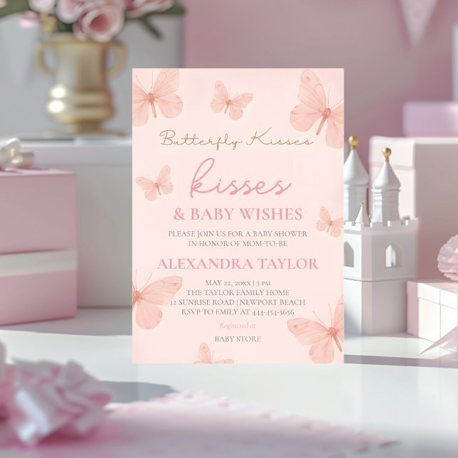 Butterfly Kisses Wishes elegant classy stylish Invitation (Creator Uploaded)