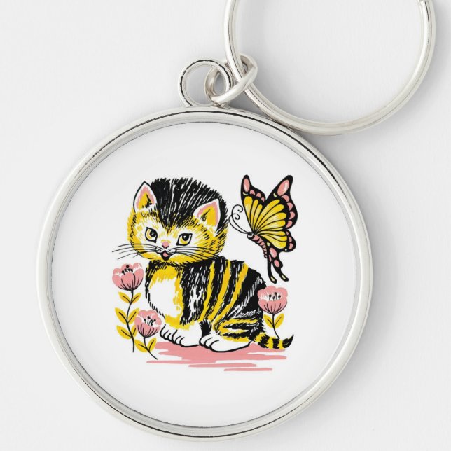 Butterfly & Kitten Keychain (Front)