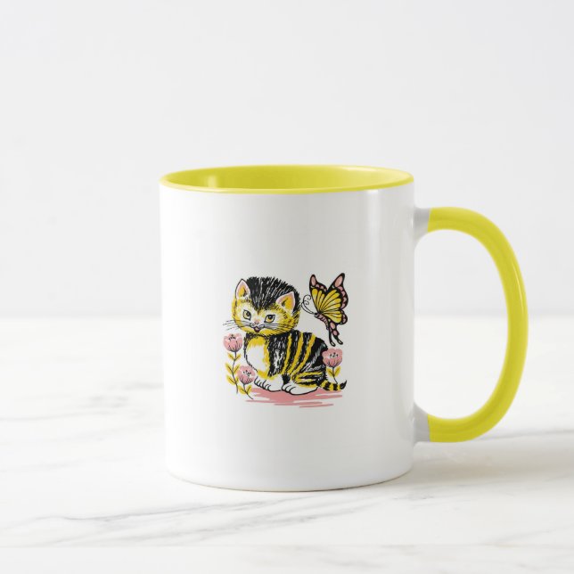 Butterfly & Kitten Mug (Right)