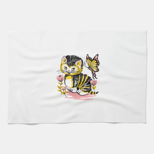 Butterfly & Kitten Towel (Horizontal)