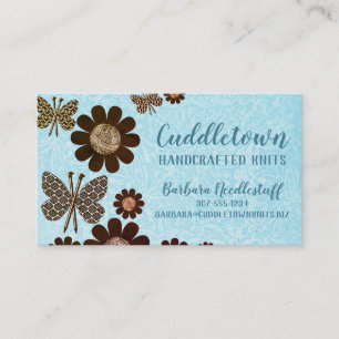 Butterfly knitting needles yarn business card