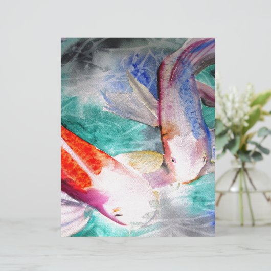 Butterfly Koi watercolour Japanese Fish Art (Standing Front)