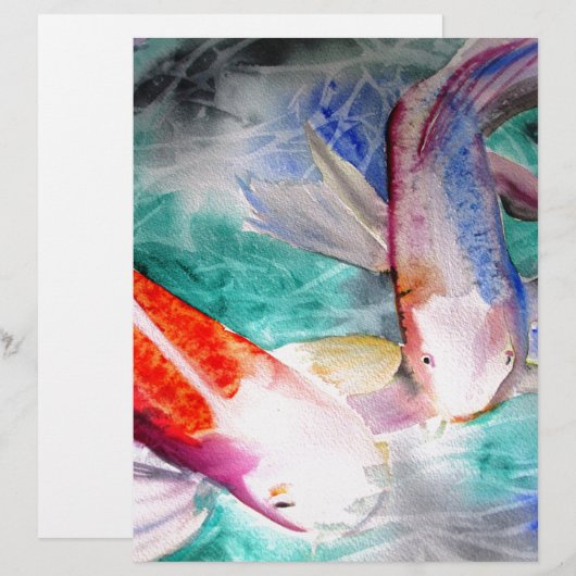Butterfly Koi watercolour Japanese Fish Art (Front/Back)