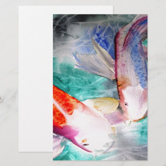 Butterfly Koi watercolour Japanese Fish Art (Front/Back)