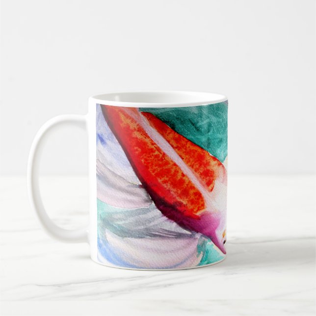 Butterfly Koi watercolour Japanese Fish Art Coffee Mug (Left)