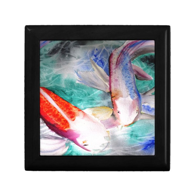 Butterfly Koi watercolour Japanese Fish Art Gift Box (Front)