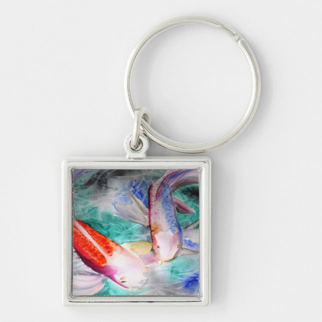 Butterfly Koi watercolour Japanese Fish Art Keychain (Front)