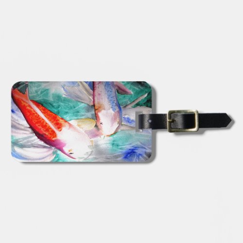Butterfly Koi watercolour Japanese Fish Art Luggage Tag