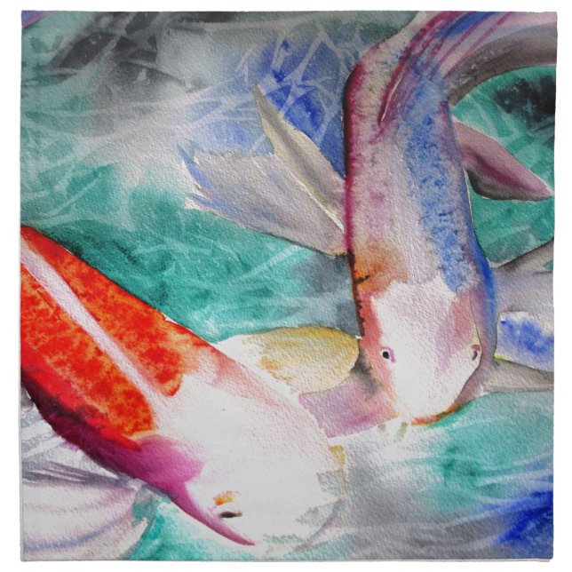 Butterfly Koi watercolour Japanese Fish Art Napkin (Front)