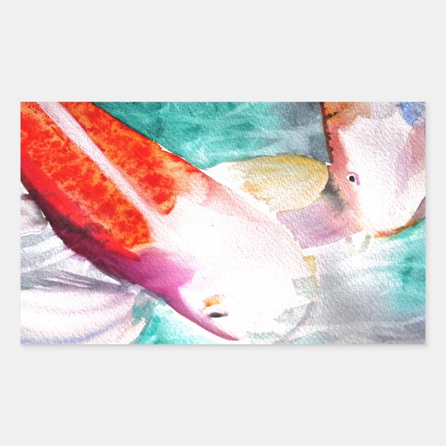 Butterfly Koi watercolour Japanese Fish Art Rectangular Sticker (Front)